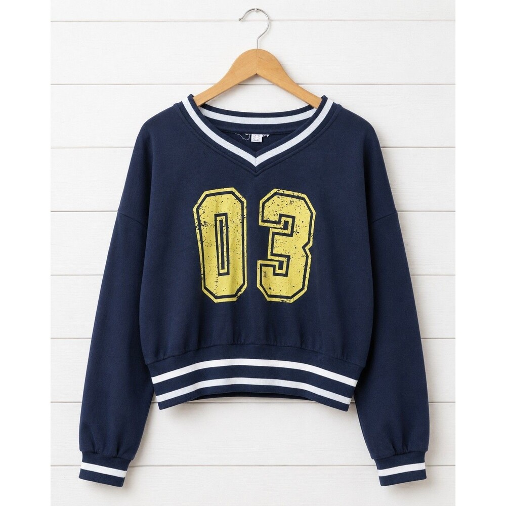 SWS ATHLETICS NAVY V-Neck Football  Sweatshirt  XL